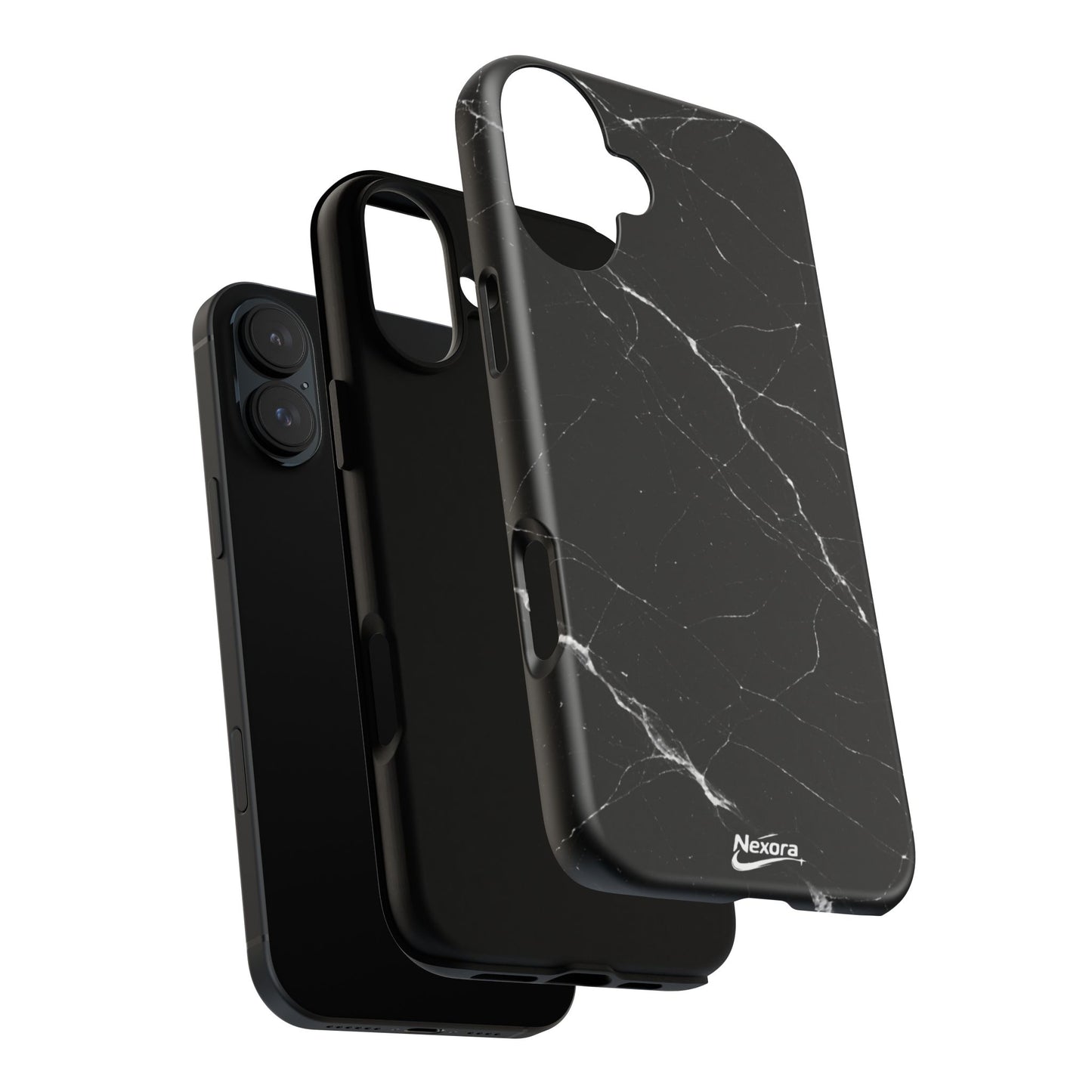 Nexora Black Marble Tough Phone Case — Slim Protective iPhone Cover