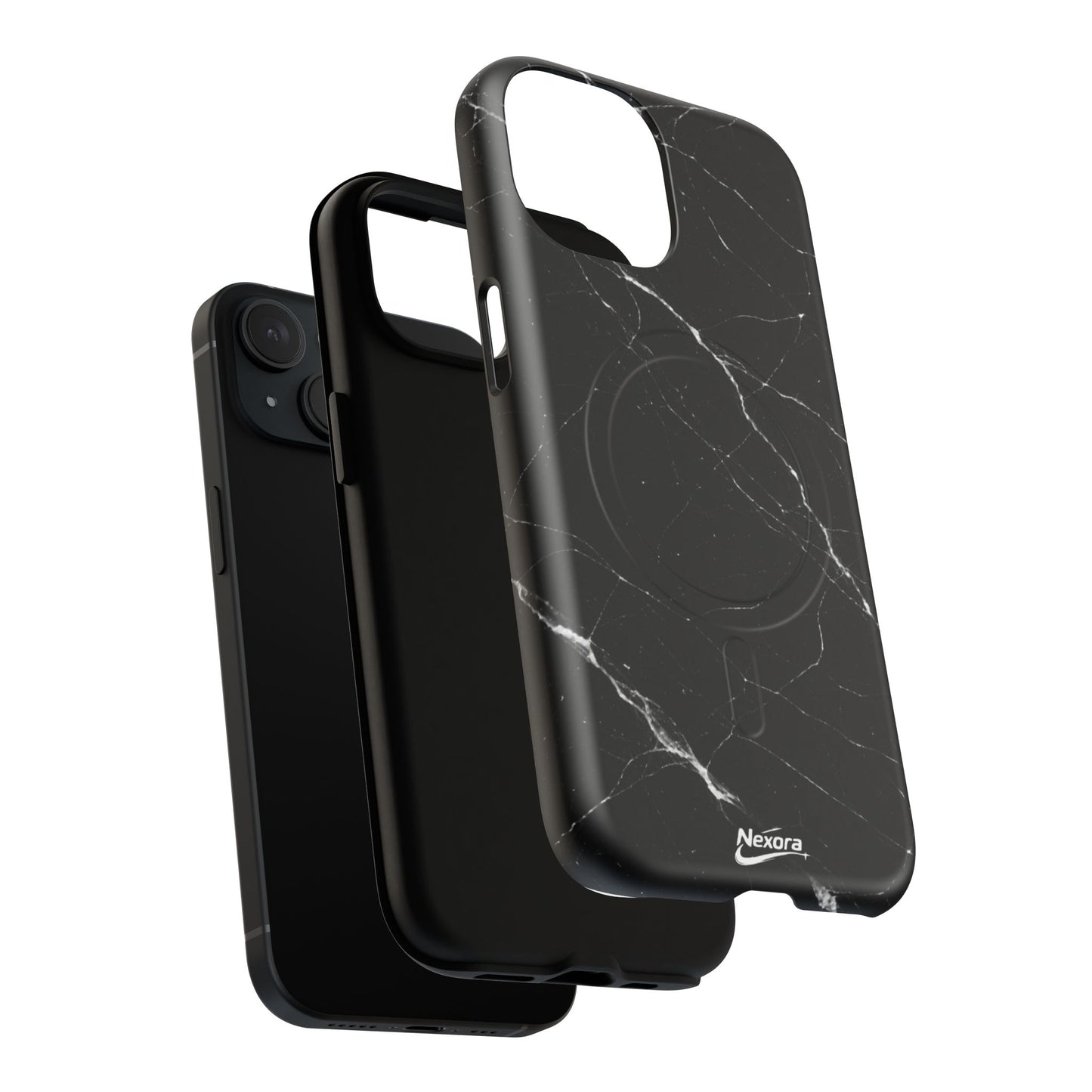 Nexora Magnetic Tough Phone Case - Black Marble Protective Cover