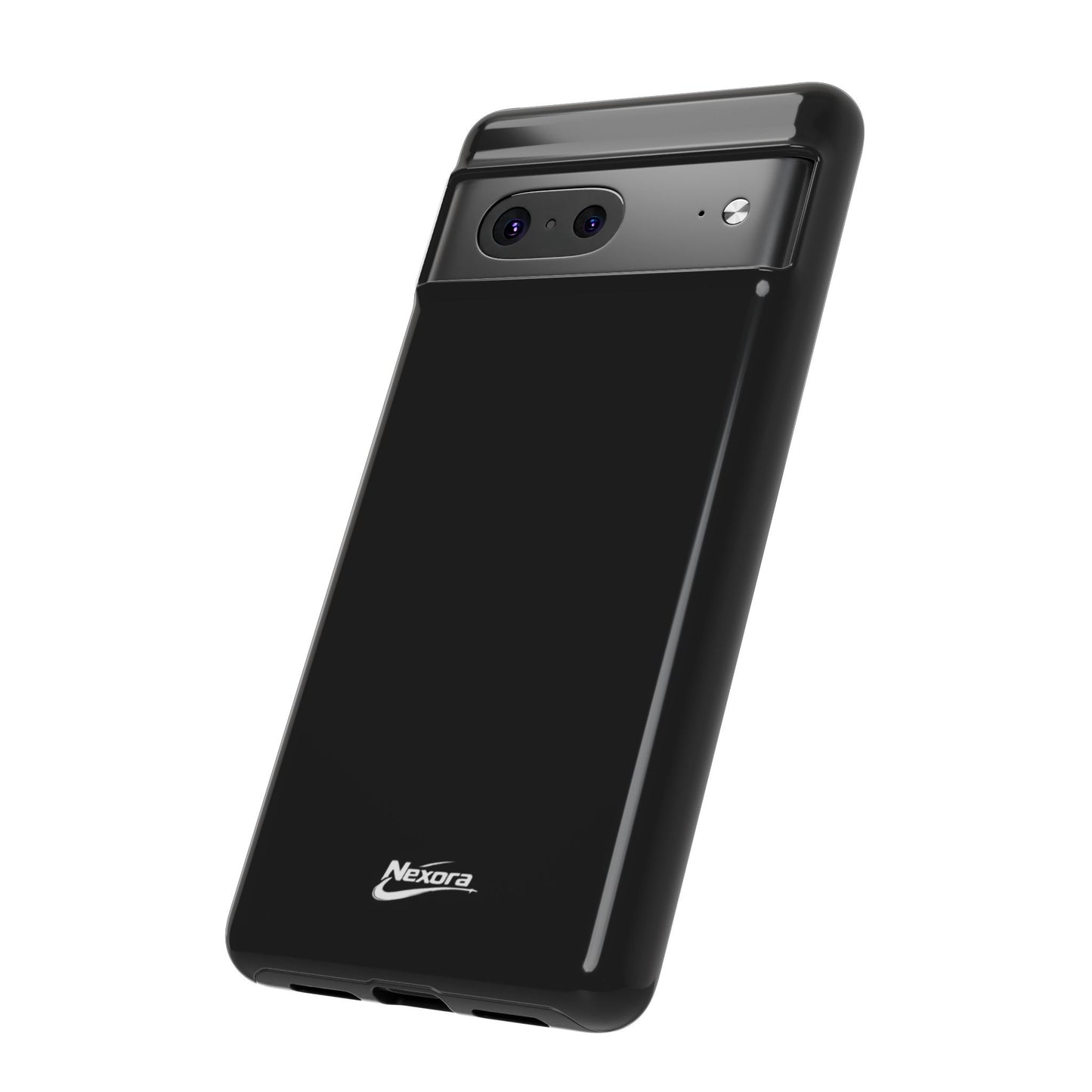 Nexora Black Tough Phone Case – Protective Slim Armor with Logo