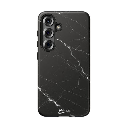 Nexora Black Marble Phone Case — Sleek Tough Protective Case with White Veining