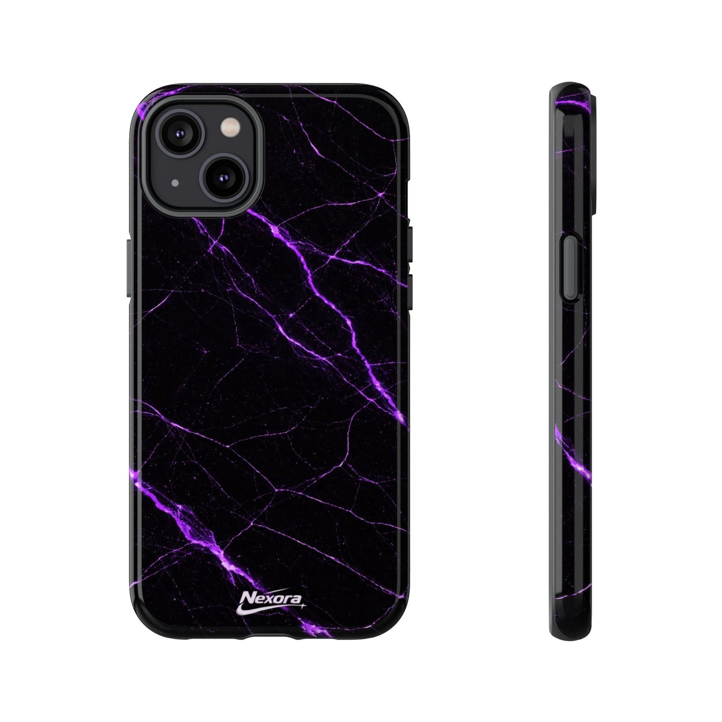 Nexora Purple Lightning Marble Phone Case — Tough Protective Phone Case