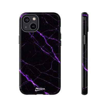 Nexora Purple Lightning Marble Phone Case — Tough Protective Phone Case