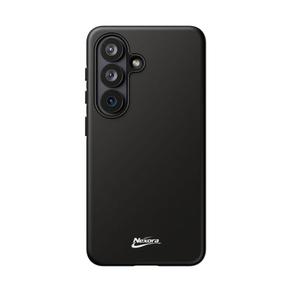Nexora Black Tough Phone Case – Protective Slim Armor with Logo