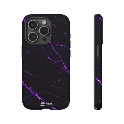 Nexora Purple Lightning Marble Phone Case — Tough Protective Phone Case