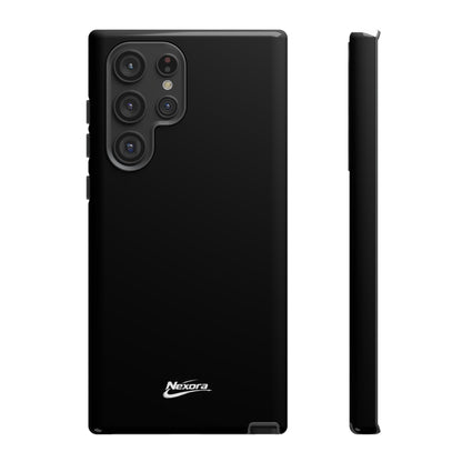 Nexora Black Tough Phone Case – Protective Slim Armor with Logo