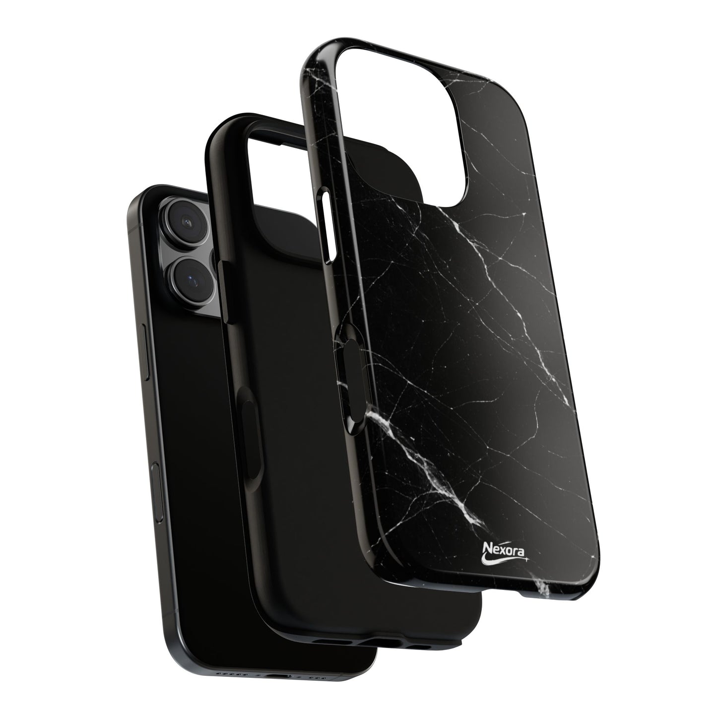 Nexora Black Marble Tough Phone Case — Slim Protective iPhone Cover