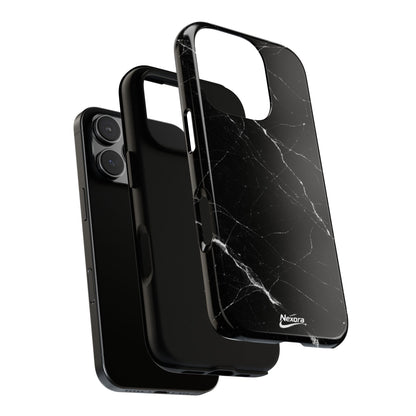 Nexora Black Marble Tough Phone Case — Slim Protective iPhone Cover