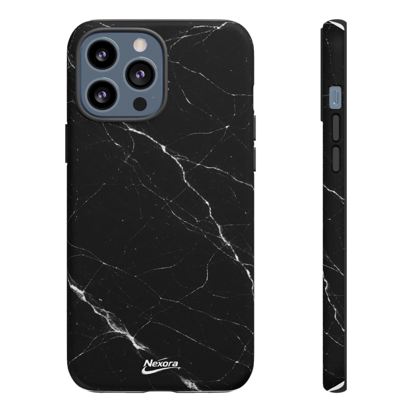 Nexora Black Marble Tough Phone Case — Slim Protective iPhone Cover