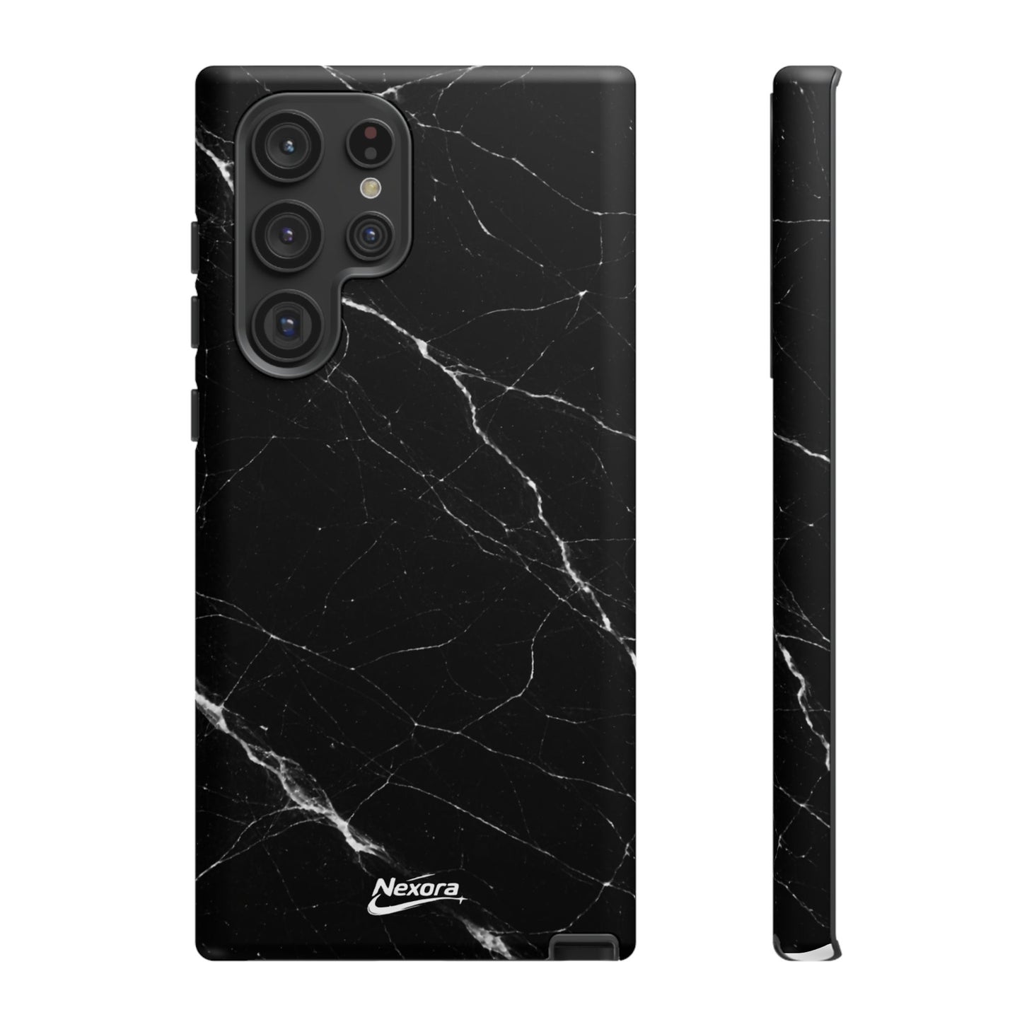 Nexora Black Marble Phone Case — Sleek Tough Protective Case with White Veining