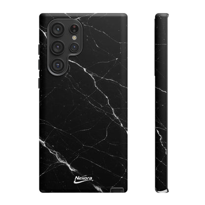 Nexora Black Marble Phone Case — Sleek Tough Protective Case with White Veining