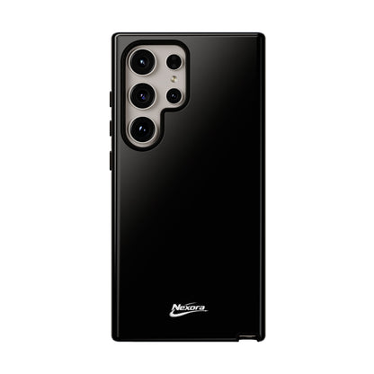 Nexora Black Tough Phone Case – Protective Slim Armor with Logo