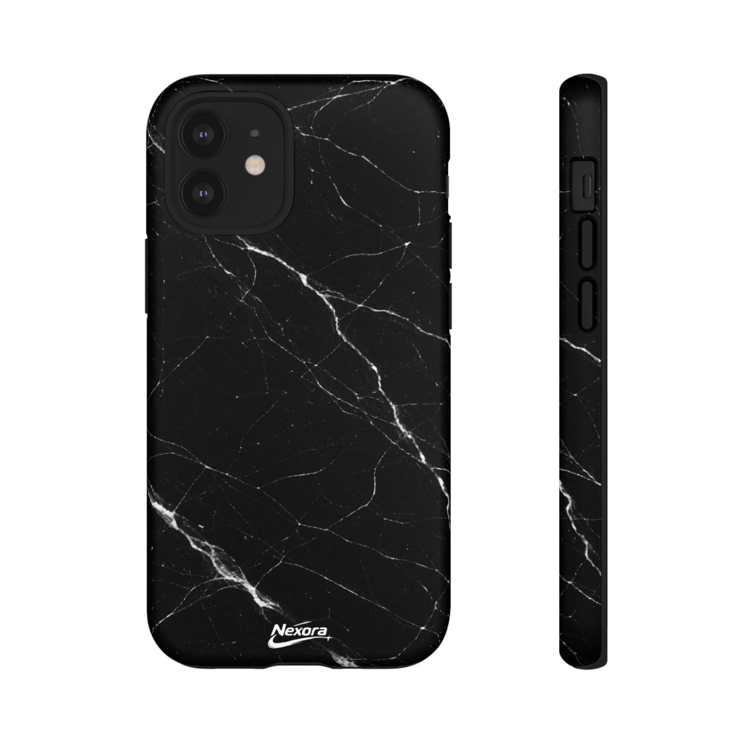 Nexora Black Marble Tough Phone Case — Slim Protective iPhone Cover