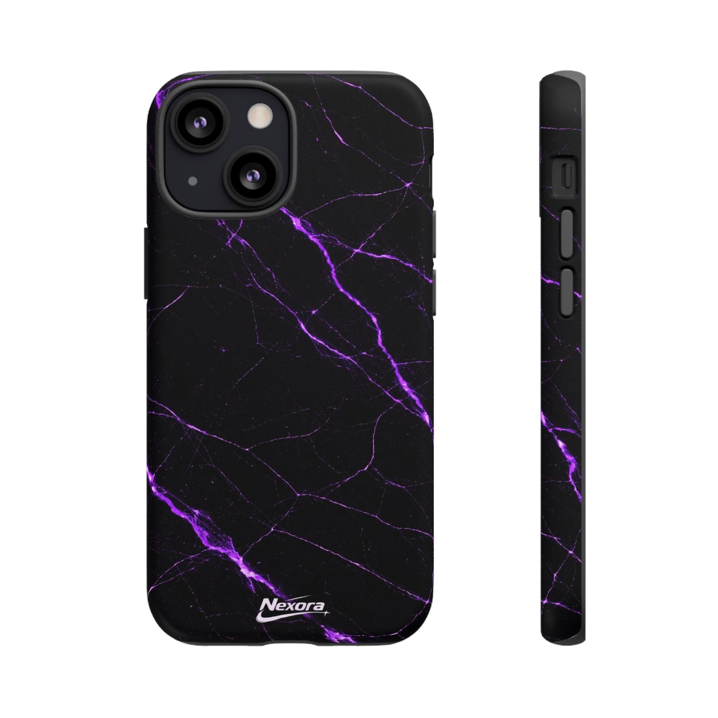 Nexora Purple Lightning Marble Phone Case — Tough Protective Phone Case