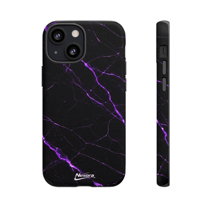 Nexora Purple Lightning Marble Phone Case — Tough Protective Phone Case