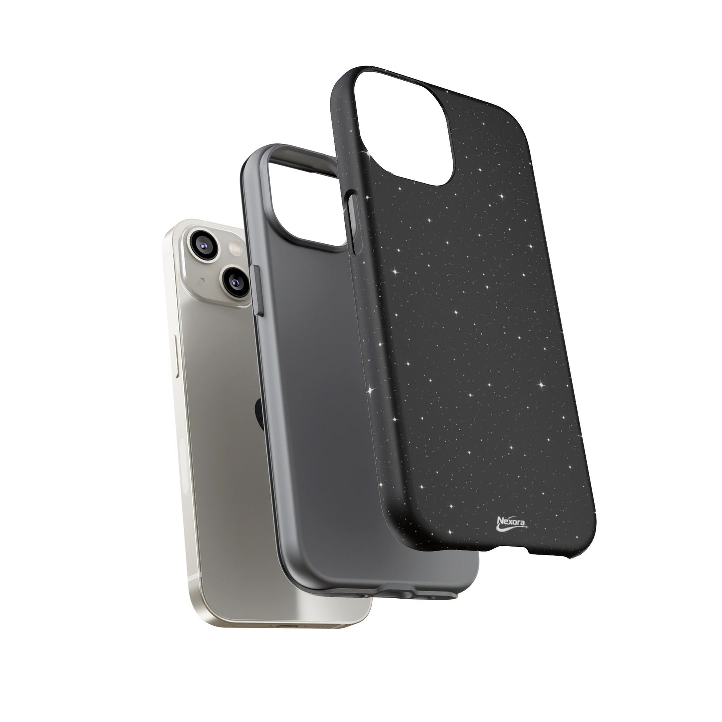 Nexora Galaxy Tough Phone Case — Black Stardust Protective Case