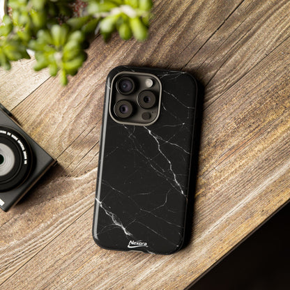 Nexora Black Marble Tough Phone Case — Slim Protective iPhone Cover