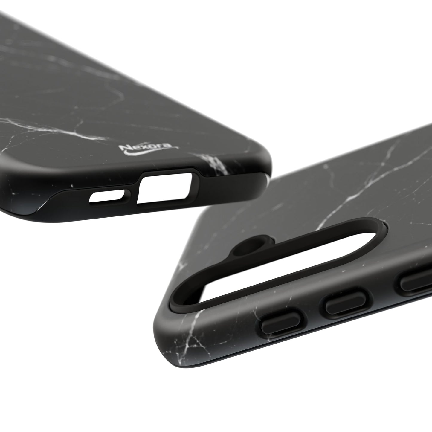 Nexora Black Marble Phone Case — Sleek Tough Protective Case with White Veining