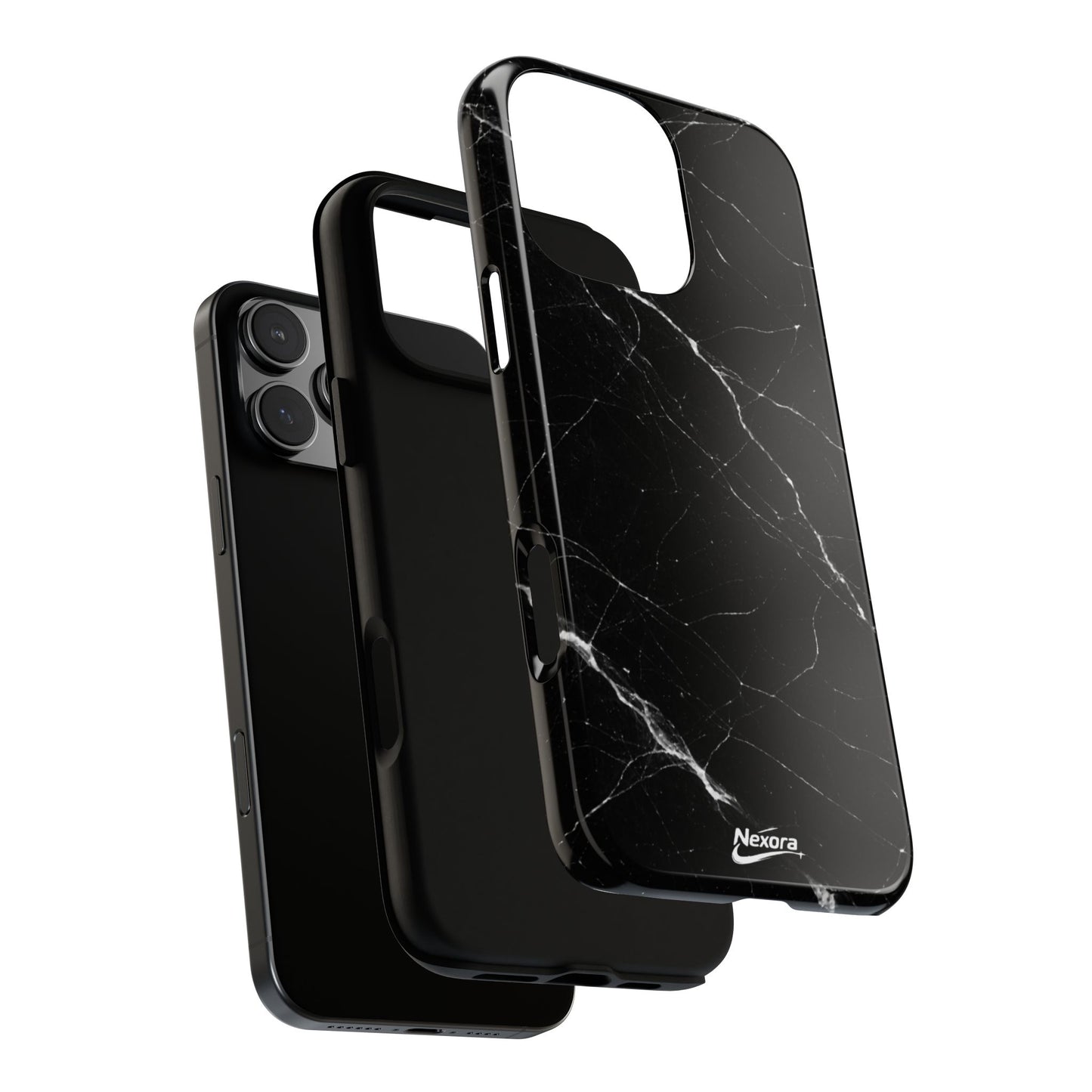 Nexora Black Marble Tough Phone Case — Slim Protective iPhone Cover