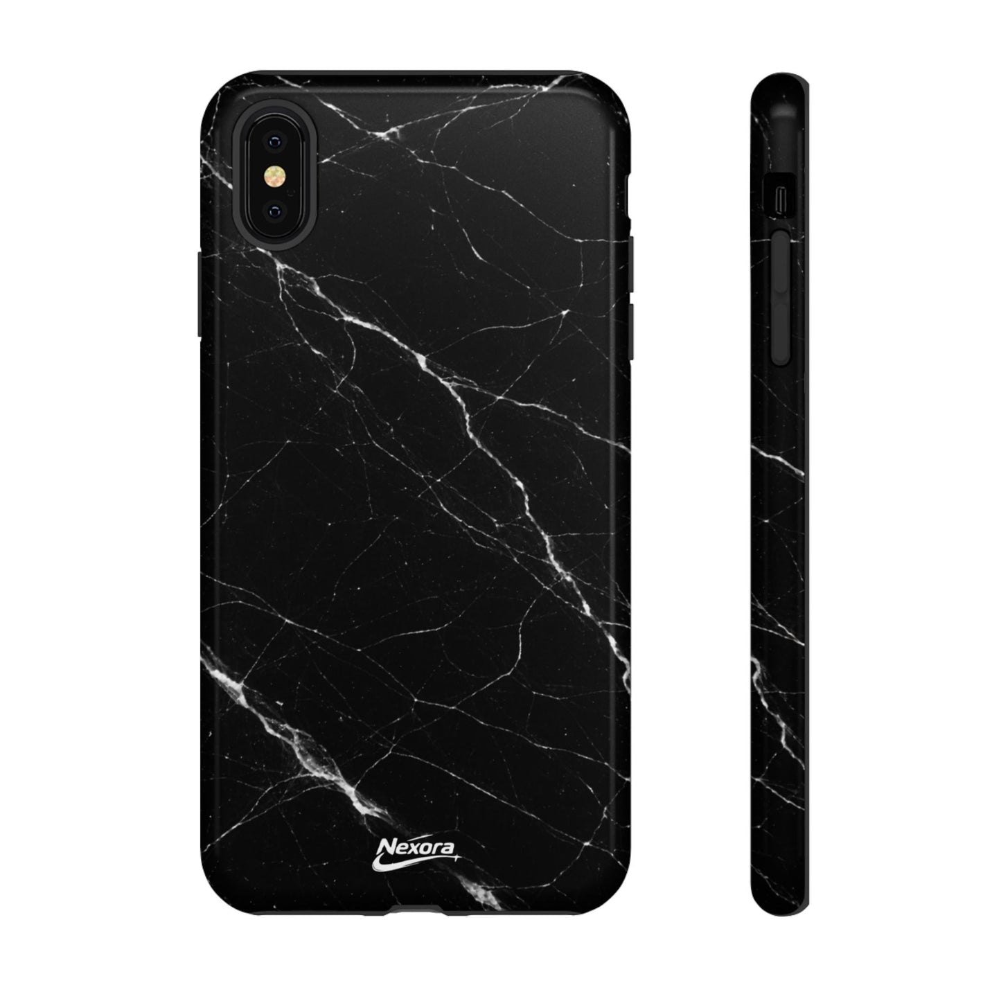 Nexora Black Marble Tough Phone Case — Slim Protective iPhone Cover
