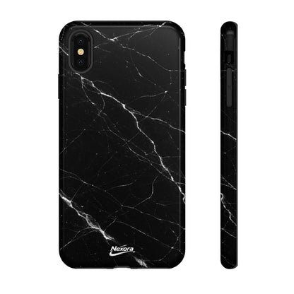 Nexora Black Marble Tough Phone Case — Slim Protective iPhone Cover