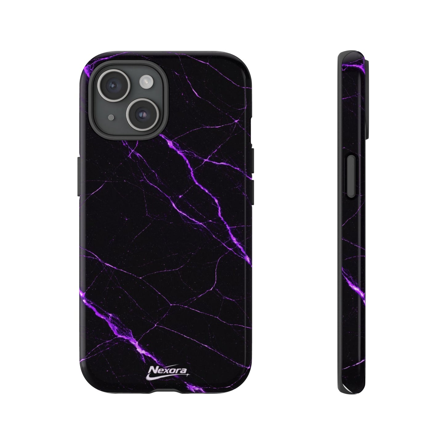 Nexora Purple Lightning Marble Phone Case — Tough Protective Phone Case