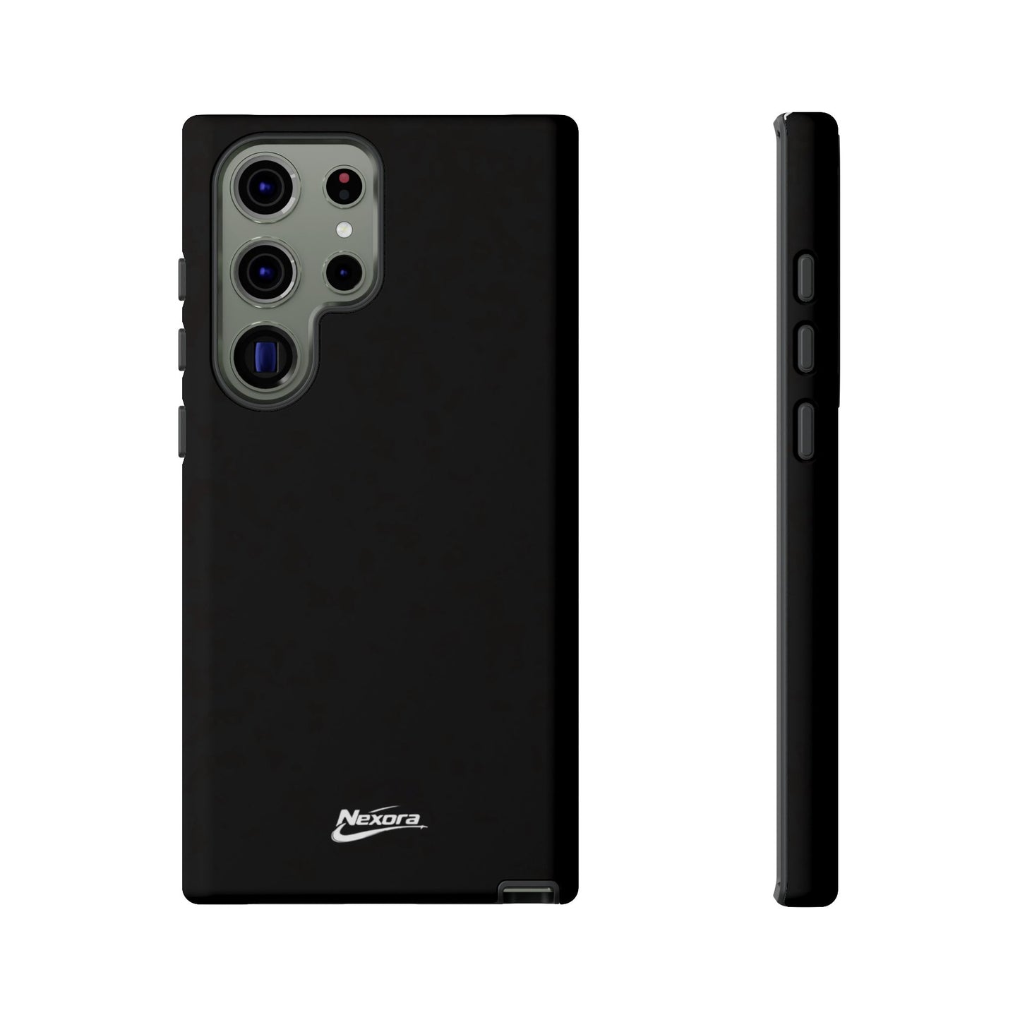 Nexora Black Tough Phone Case – Protective Slim Armor with Logo