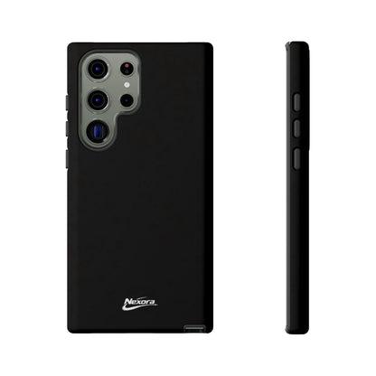 Nexora Black Tough Phone Case – Protective Slim Armor with Logo