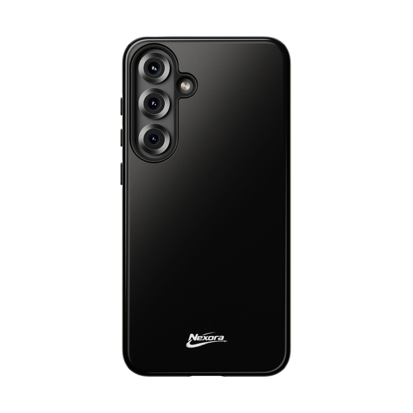 Nexora Black Tough Phone Case – Protective Slim Armor with Logo
