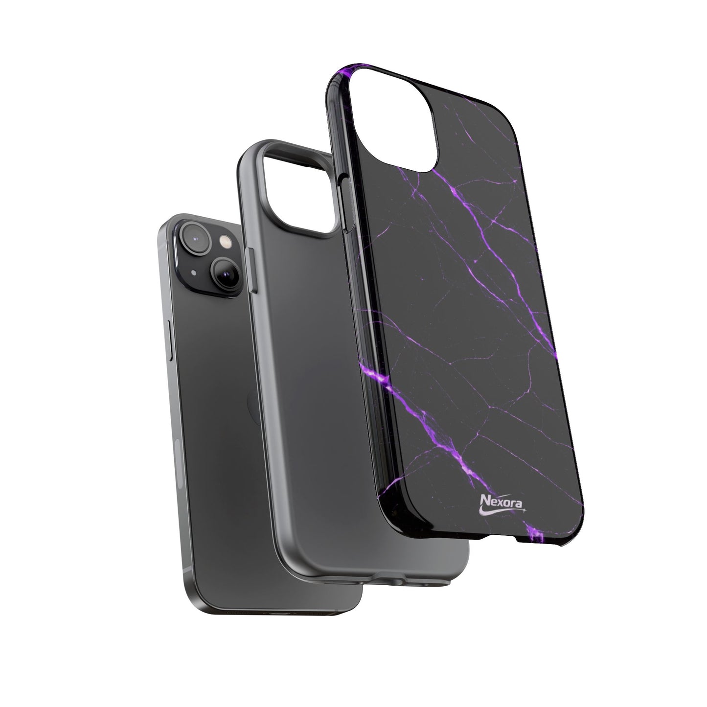 Nexora Purple Lightning Marble Phone Case — Tough Protective Phone Case