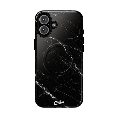 Nexora Magnetic Tough Phone Case - Black Marble Protective Cover
