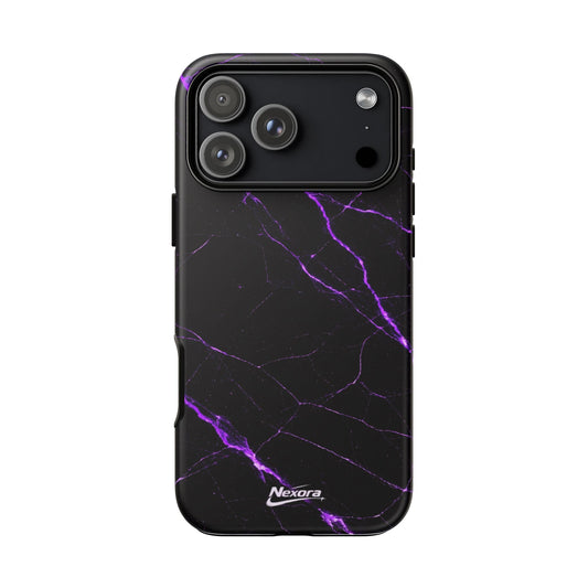 Nexora Purple Lightning Marble Phone Case — Tough Protective Phone Case