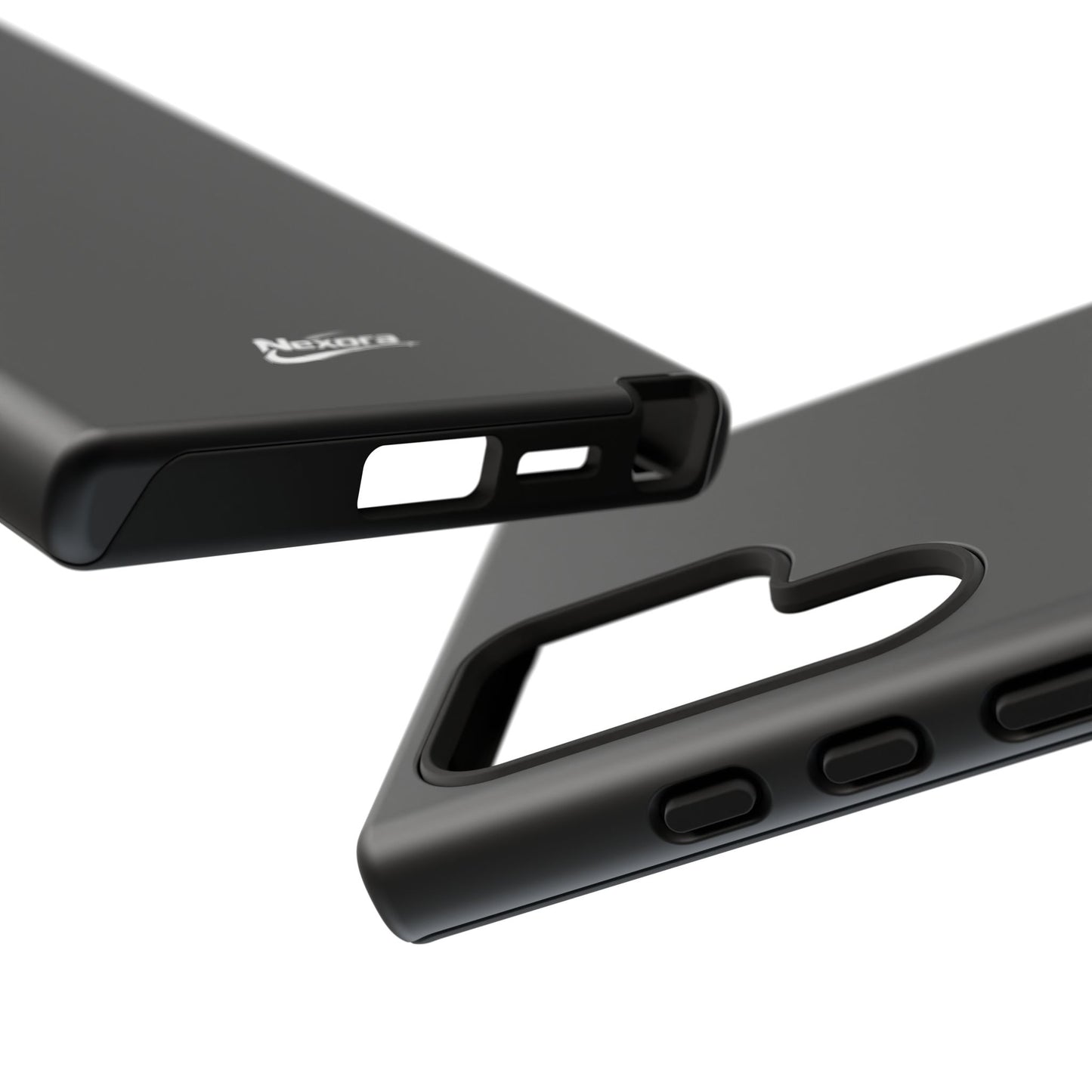 Nexora Black Tough Phone Case – Protective Slim Armor with Logo