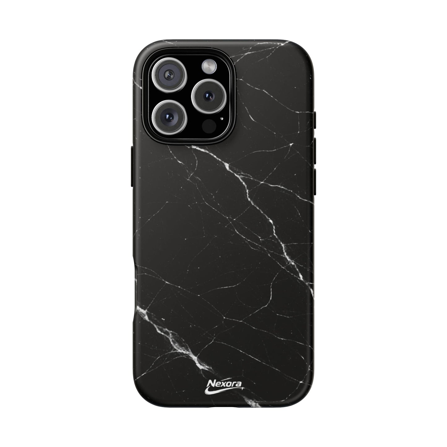 Nexora Black Marble Tough Phone Case — Slim Protective iPhone Cover