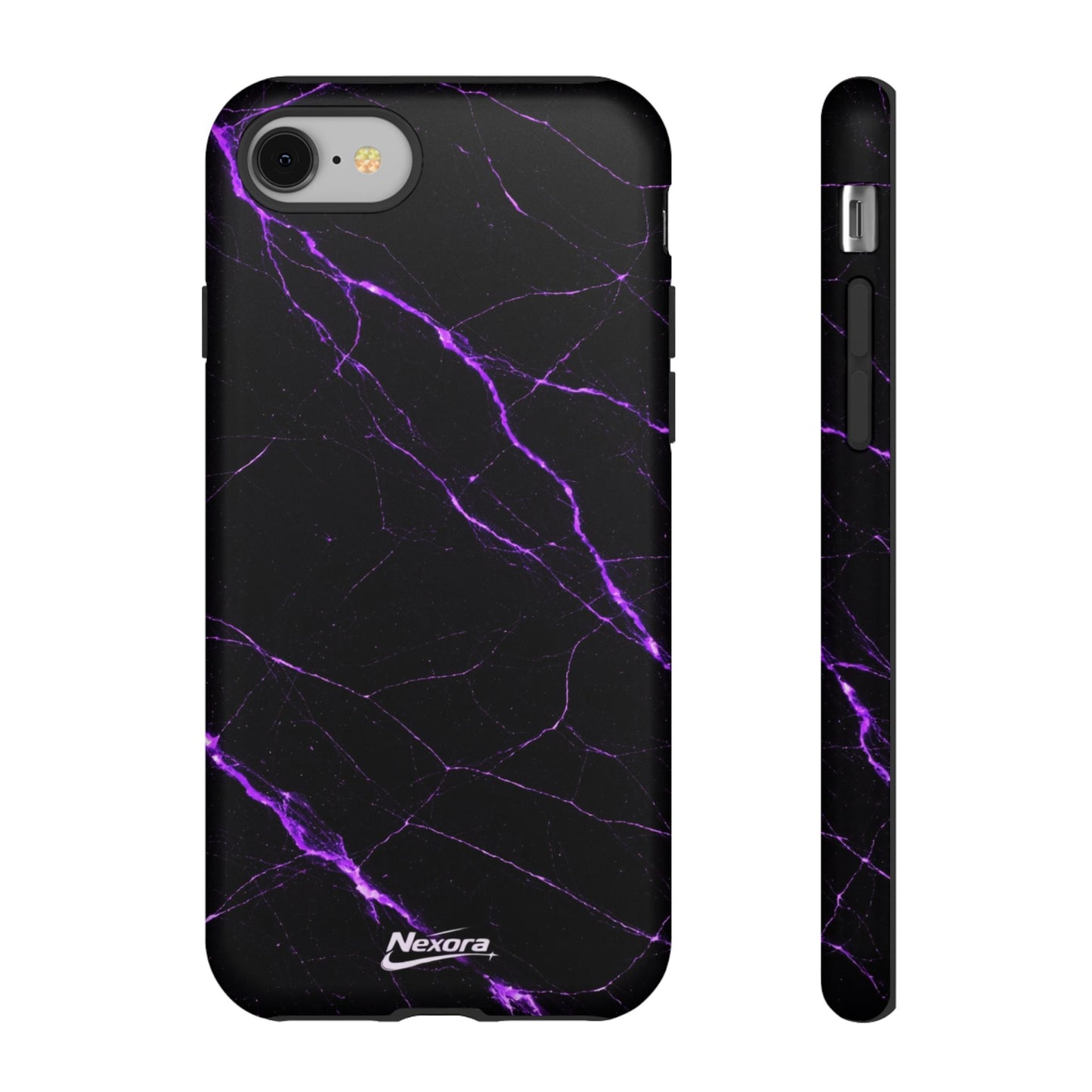 Nexora Purple Lightning Marble Phone Case — Tough Protective Phone Case