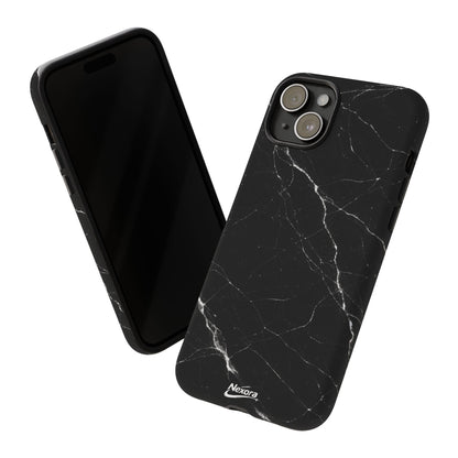 Nexora Black Marble Tough Phone Case — Slim Protective iPhone Cover