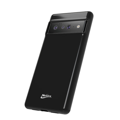 Nexora Black Tough Phone Case – Protective Slim Armor with Logo