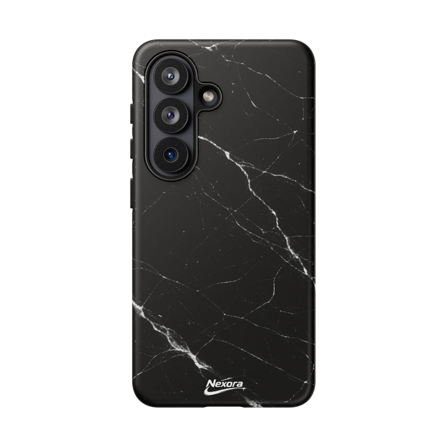 Nexora Black Marble Phone Case — Sleek Tough Protective Case with White Veining