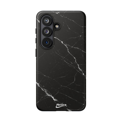 Nexora Black Marble Phone Case — Sleek Tough Protective Case with White Veining