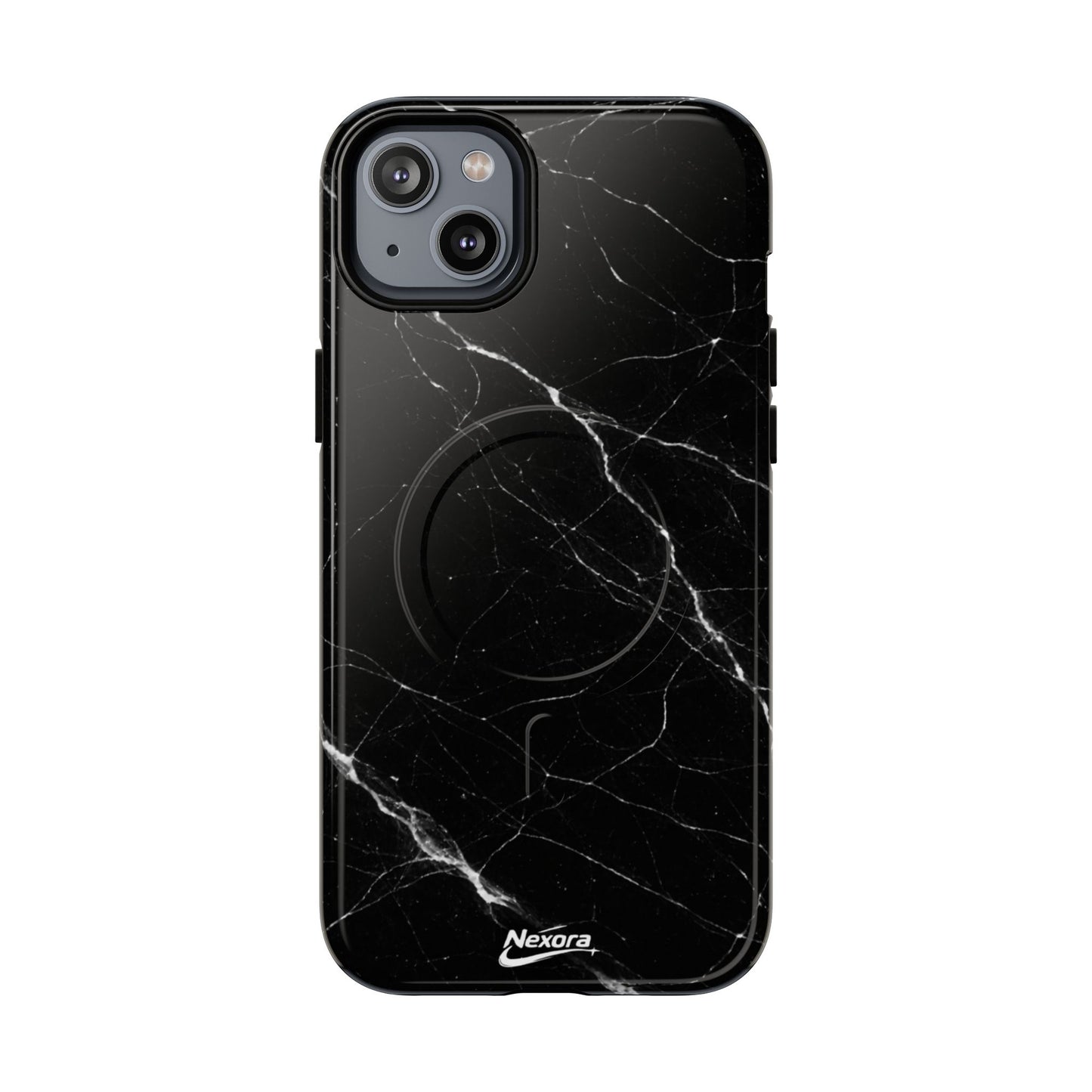 Nexora Magnetic Tough Phone Case - Black Marble Protective Cover