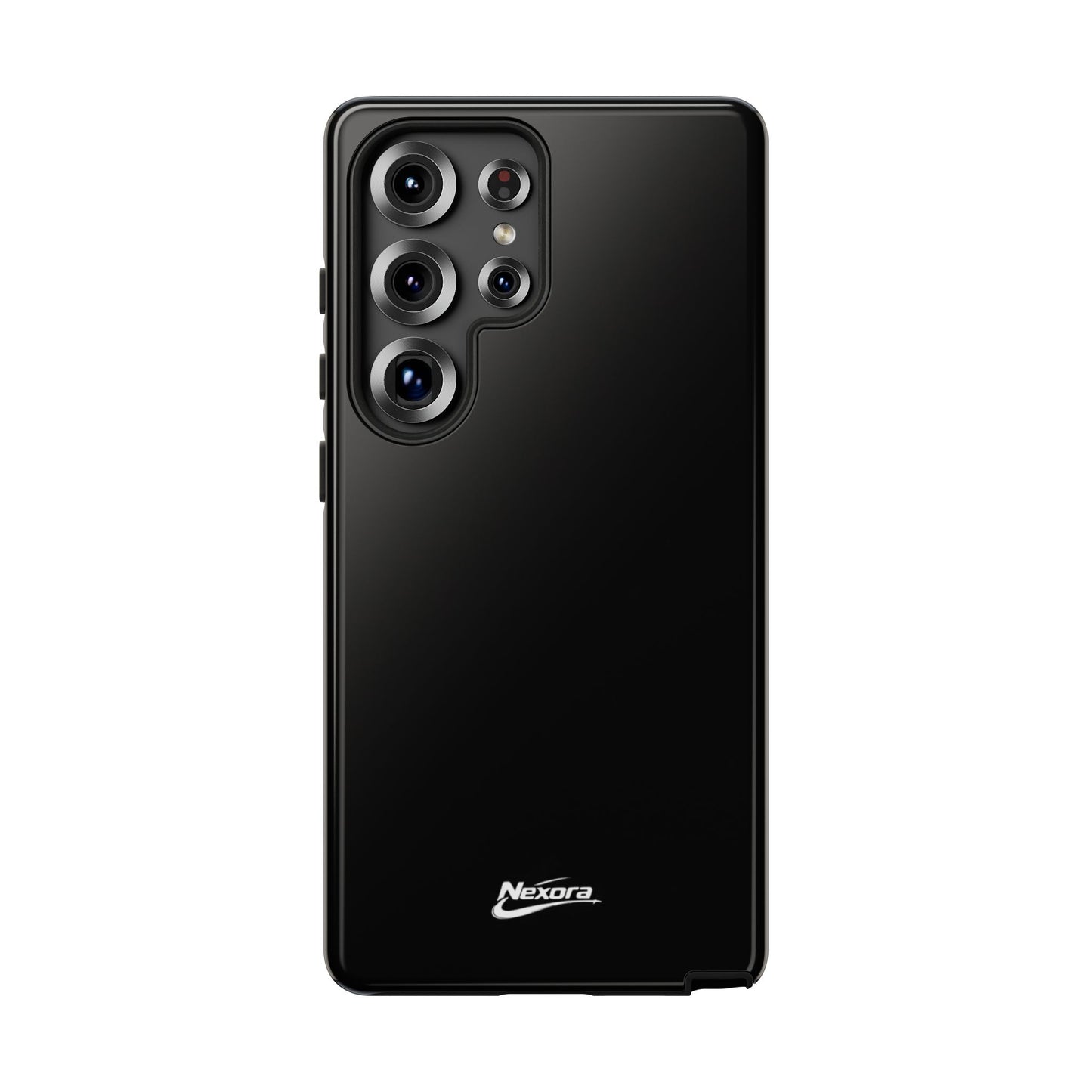 Nexora Black Tough Phone Case – Protective Slim Armor with Logo