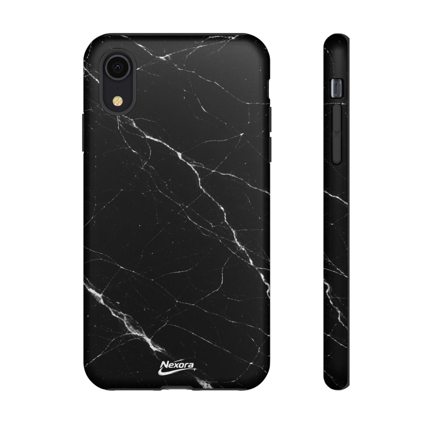 Nexora Black Marble Tough Phone Case — Slim Protective iPhone Cover