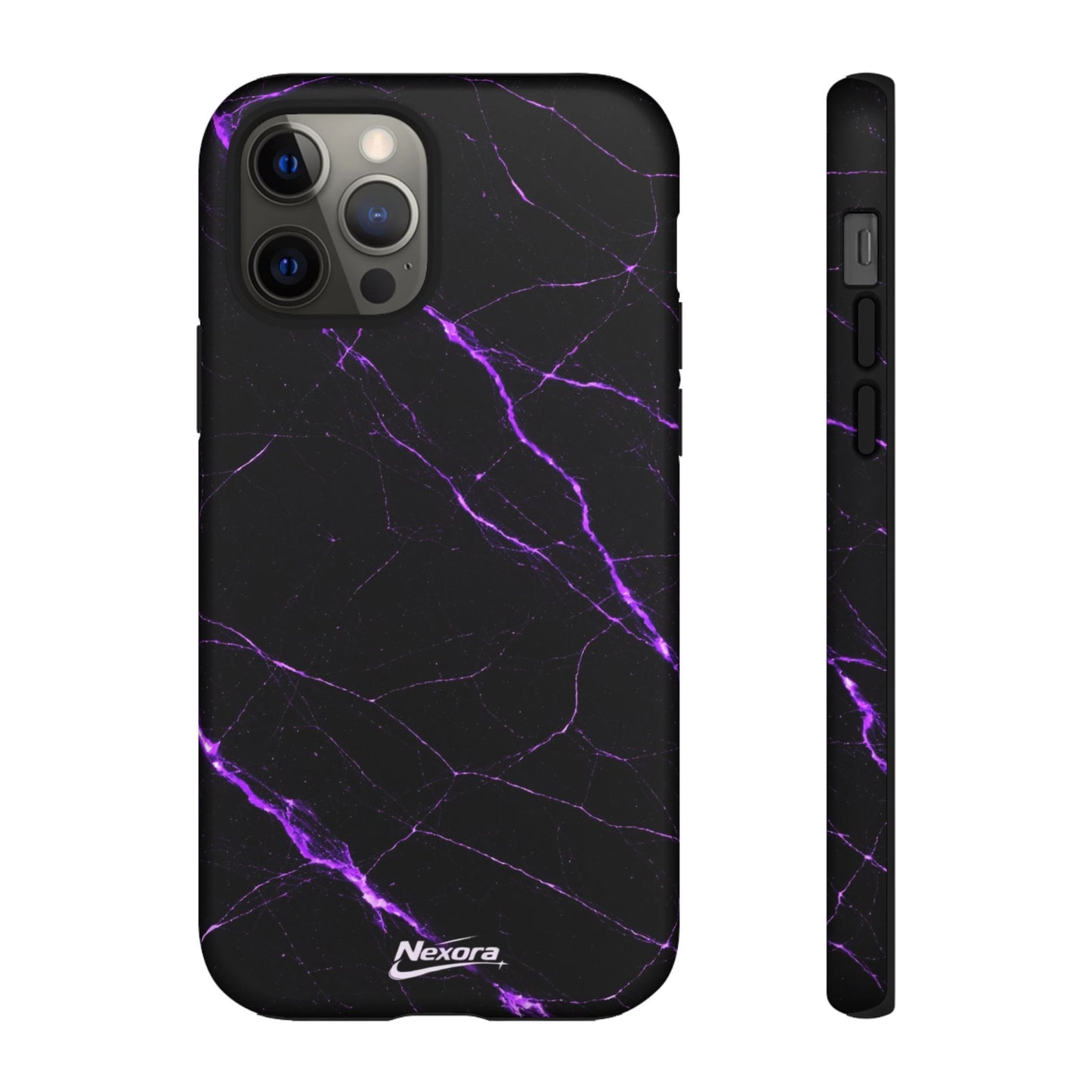 Nexora Purple Lightning Marble Phone Case — Tough Protective Phone Case