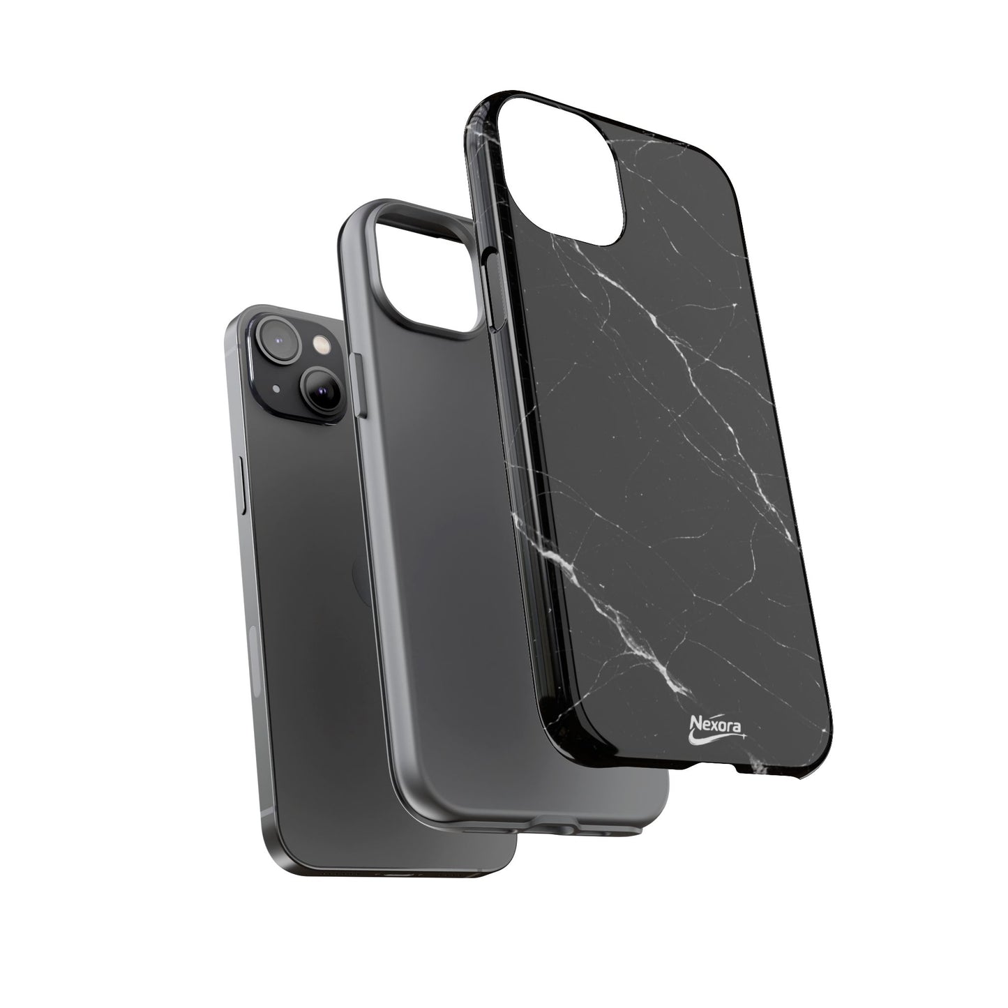 Nexora Black Marble Tough Phone Case — Slim Protective iPhone Cover