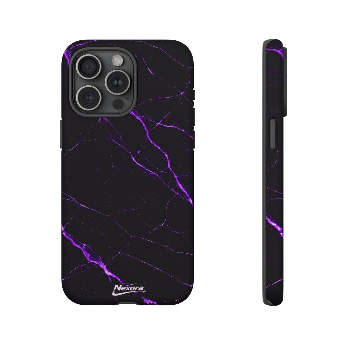 Nexora Purple Lightning Marble Phone Case — Tough Protective Phone Case