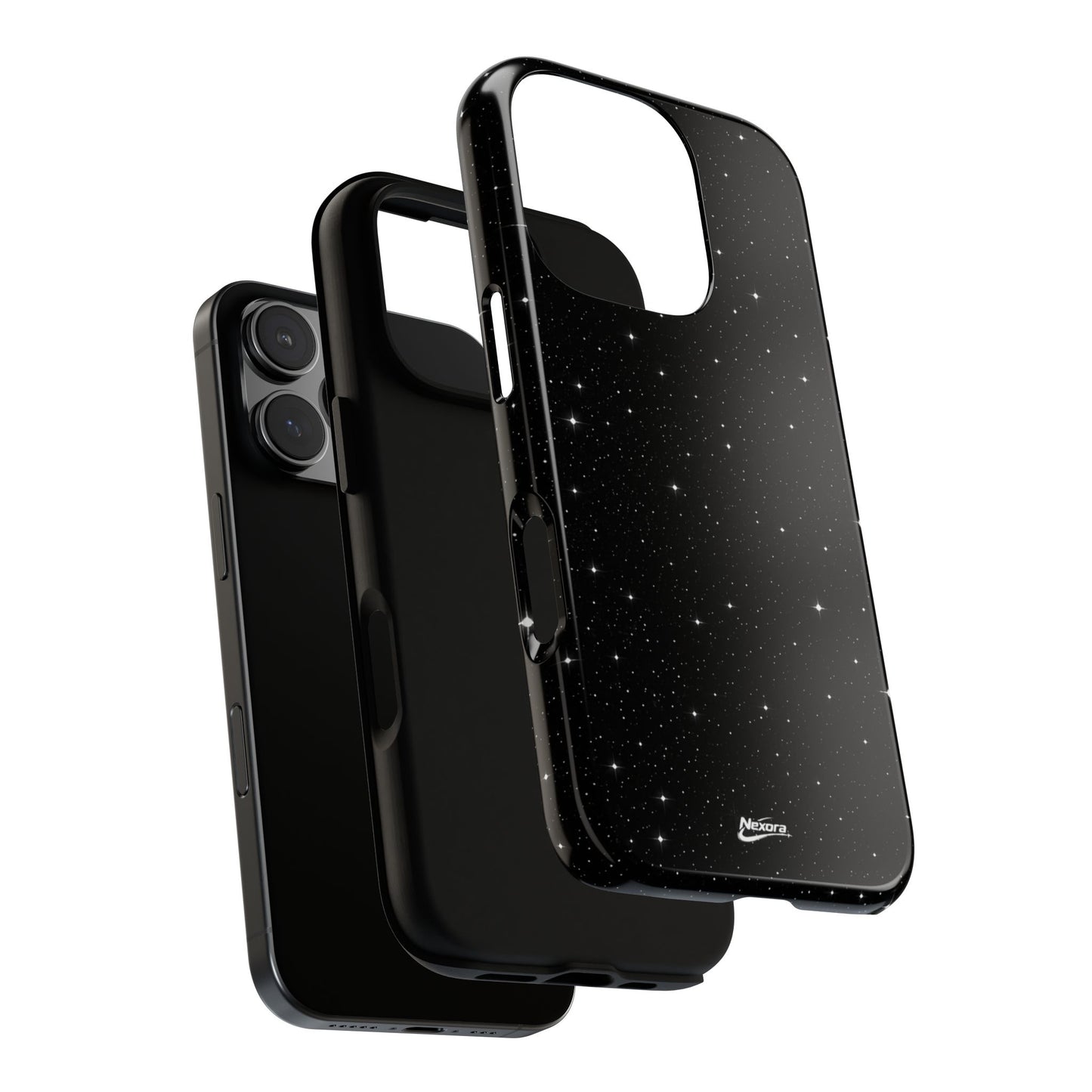 Nexora Galaxy Tough Phone Case — Black Stardust Protective Case