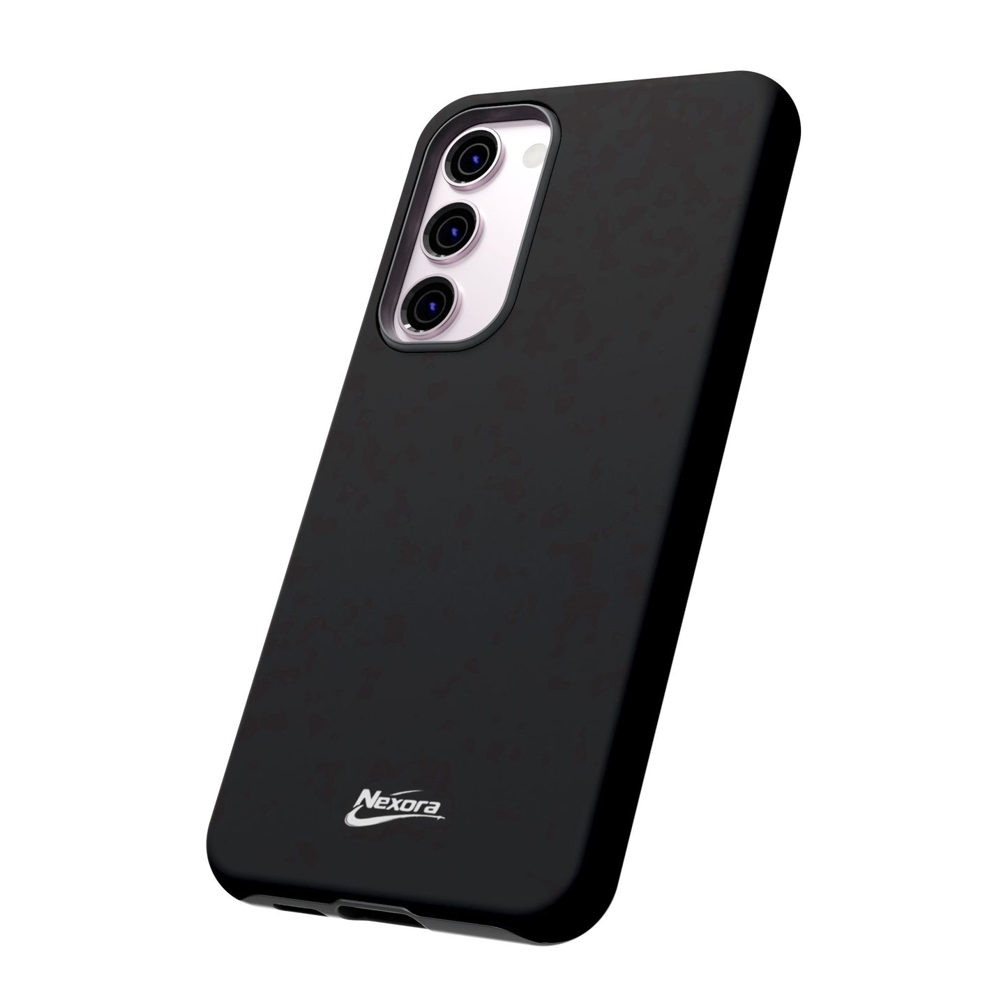 Nexora Black Tough Phone Case – Protective Slim Armor with Logo