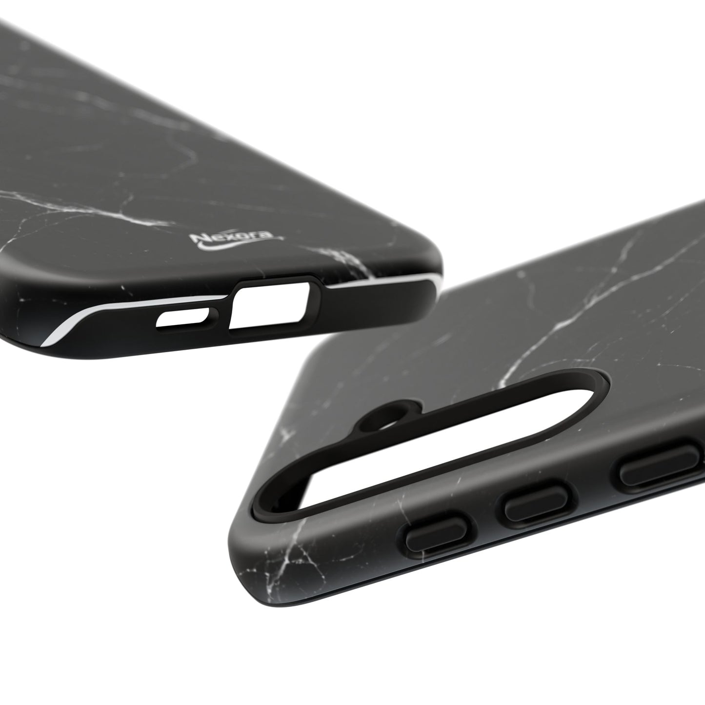 Nexora Black Marble Phone Case — Sleek Tough Protective Case with White Veining