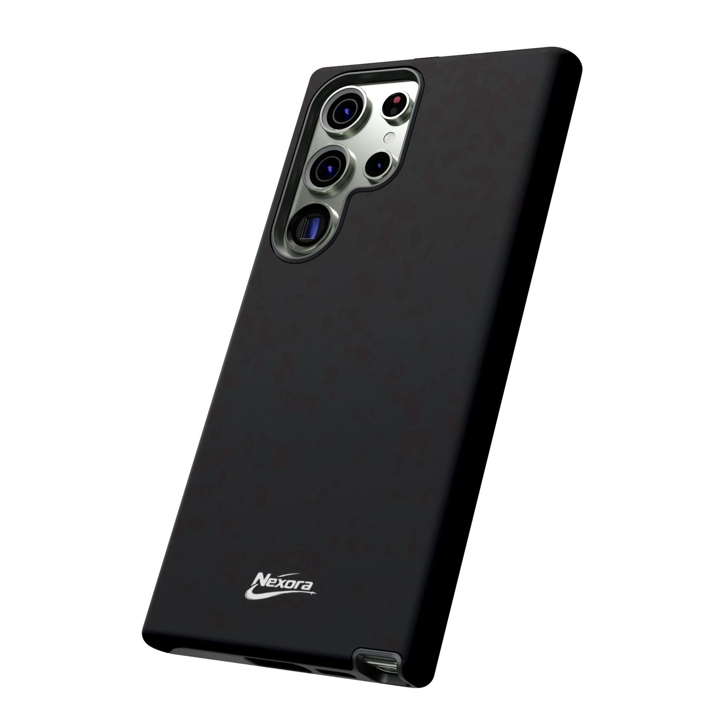 Nexora Black Tough Phone Case – Protective Slim Armor with Logo