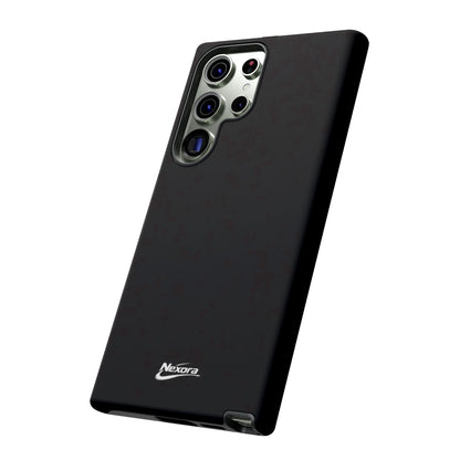 Nexora Black Tough Phone Case – Protective Slim Armor with Logo