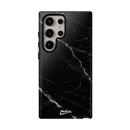 Nexora Black Marble Phone Case — Sleek Tough Protective Case with White Veining
